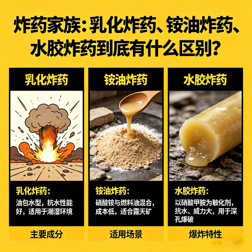 壶关炸药家族：乳化炸药、铵油炸药、水胶炸药到底有什么区别？